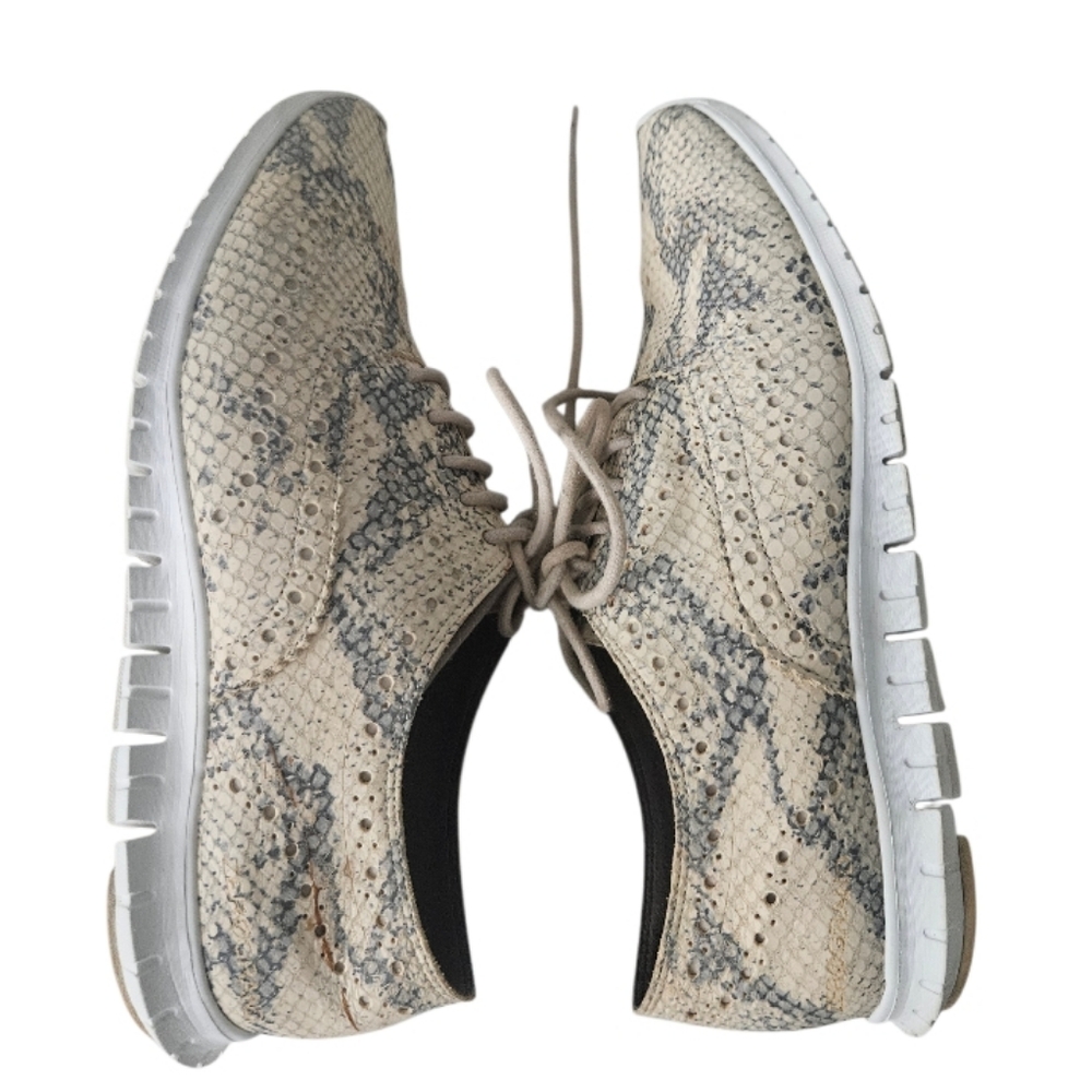 Cole Haan Oxford Suede Leather  Women's Snakeskin Pattern Lace-Up Shoes - Picture 4 of 10